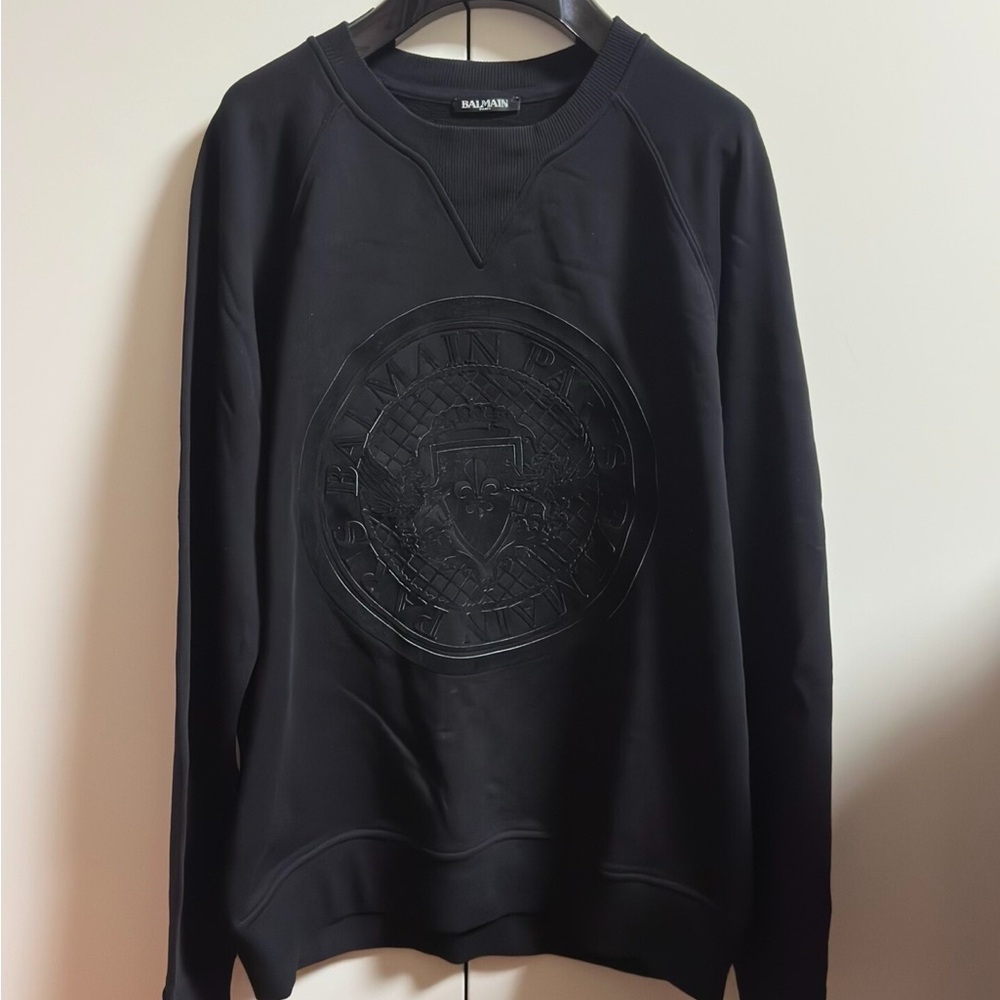 🚩steal authentic Balmain Black Crewneck Sweater